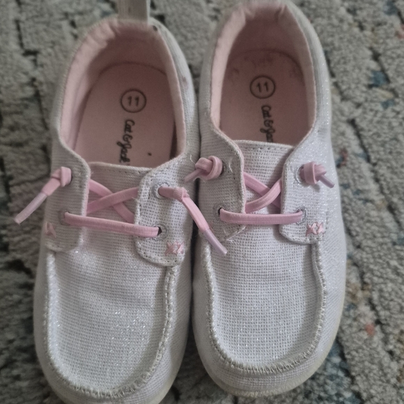 Cat & Jack Pink and White Moccasins Slip-On Comfort - Picture 2 of 5